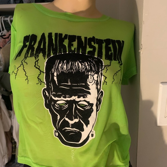 Lime neon green mesh Frankenstein t - Picture 4 of 5